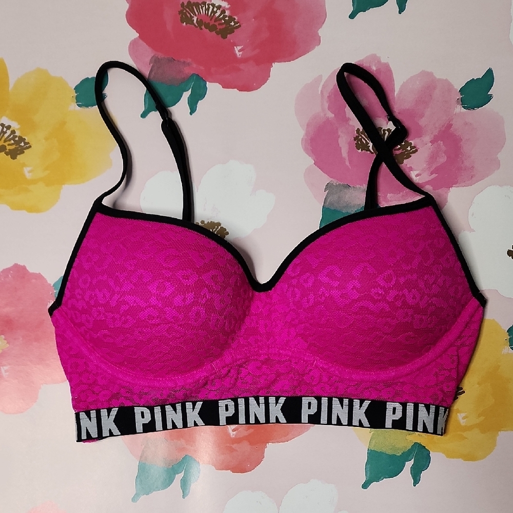 Victoria's Secret Pink Underwire Bralette Push Up Xs Fuschia